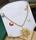 Stainless steel golden personality sun serie multi pendant necklace