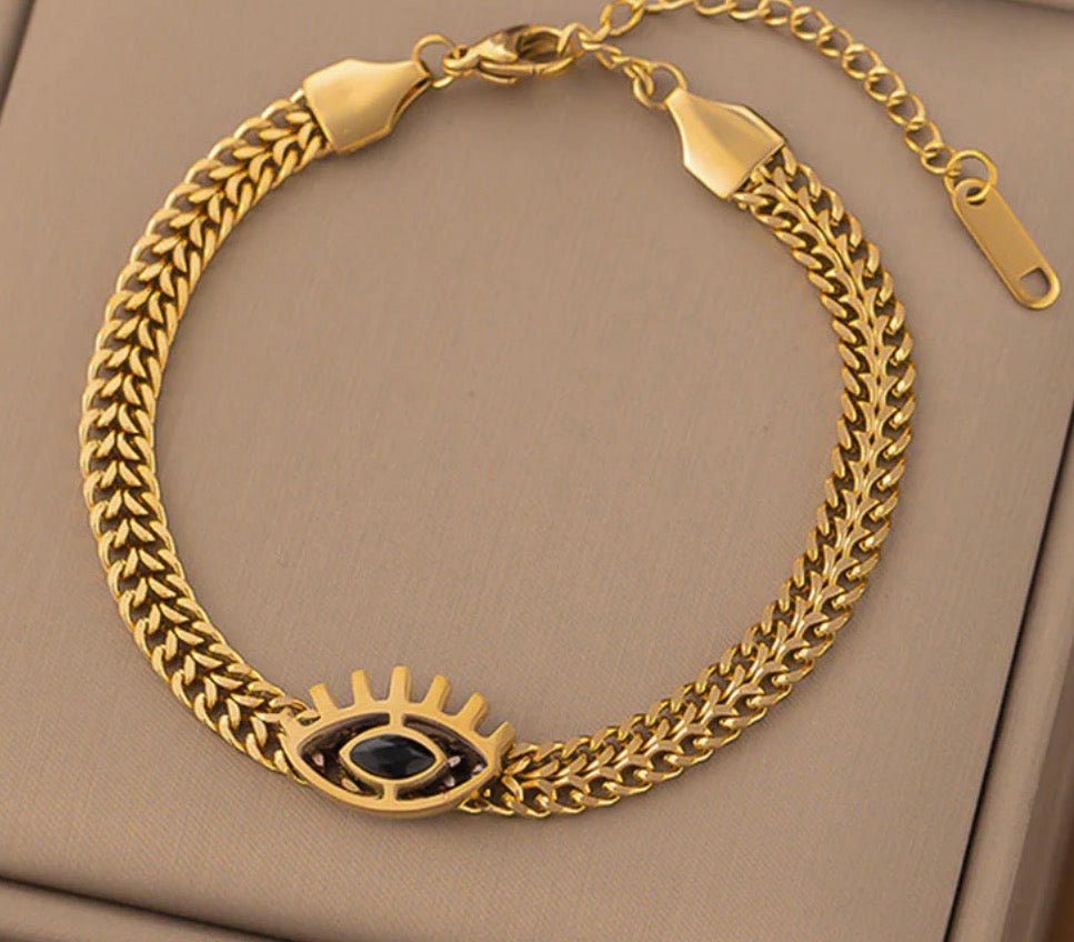 Anti Tarnish Evil Eye Wraparound Bracelet