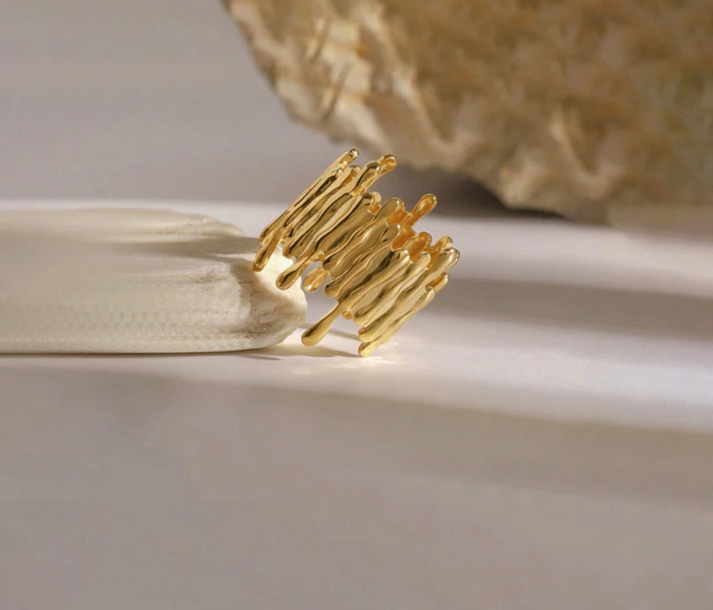 Anti Tarnish Contemporary Adjustable Ring