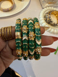Green Anti tarnish Enamel Bangles (Single) Openable & Free-size