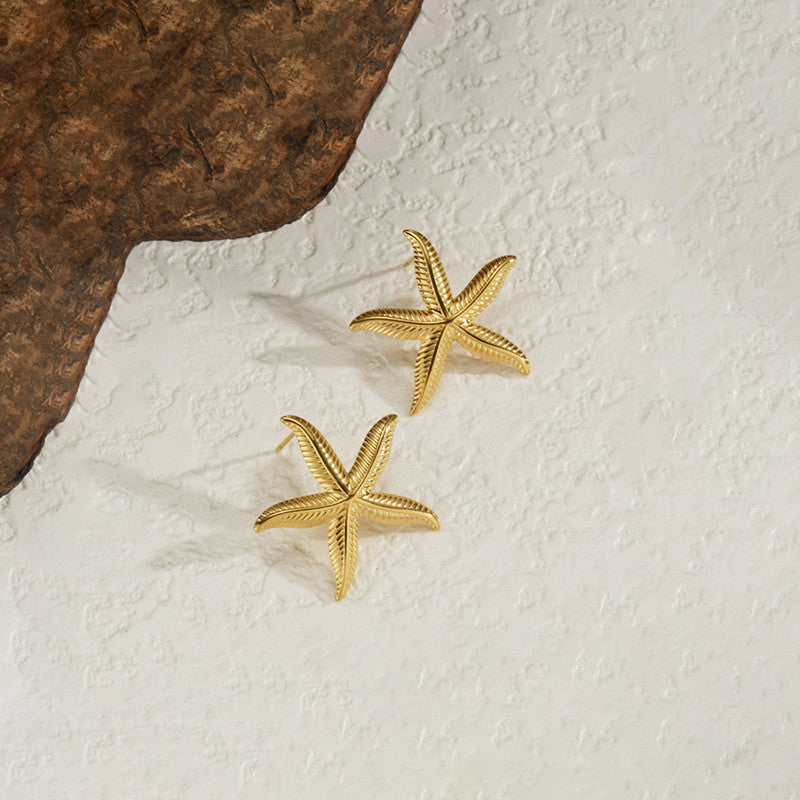 Gold-Plated Anti Tarnish Star Shaped Stud Earrings