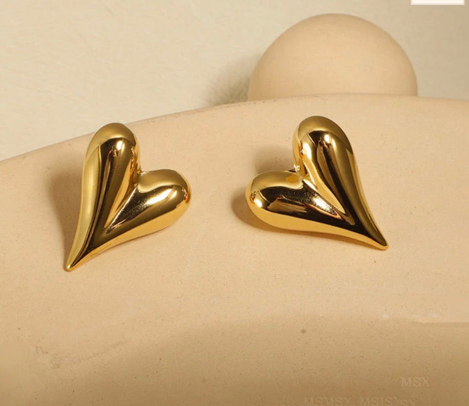 Anti Tarnish Heart Themed Earrings