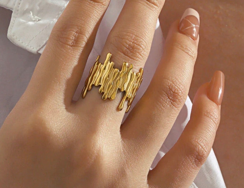 Anti Tarnish Contemporary Adjustable Ring