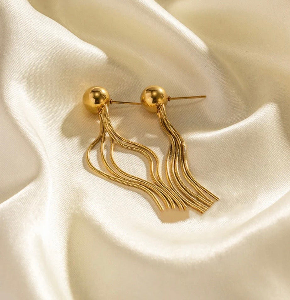 Anti Tarnish Stainless Steel Contemporary Tassel Earrings