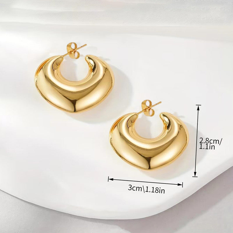 Gold Plated Anti Tarnish Chunky Statement Hoop Earrings