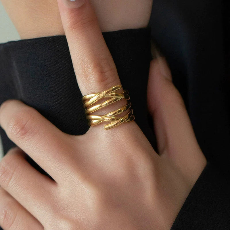 Anti Tarnish Contemporary Adjustable Ring