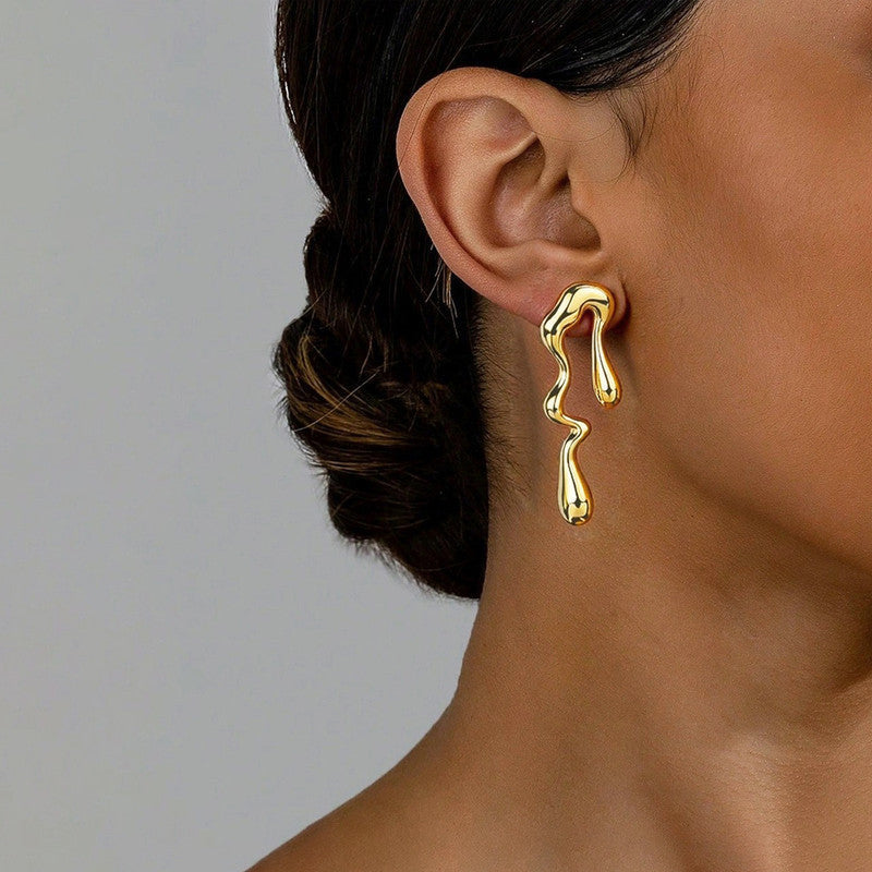 Gold-Plated Anti Tarnish Quirky Drop Earrings