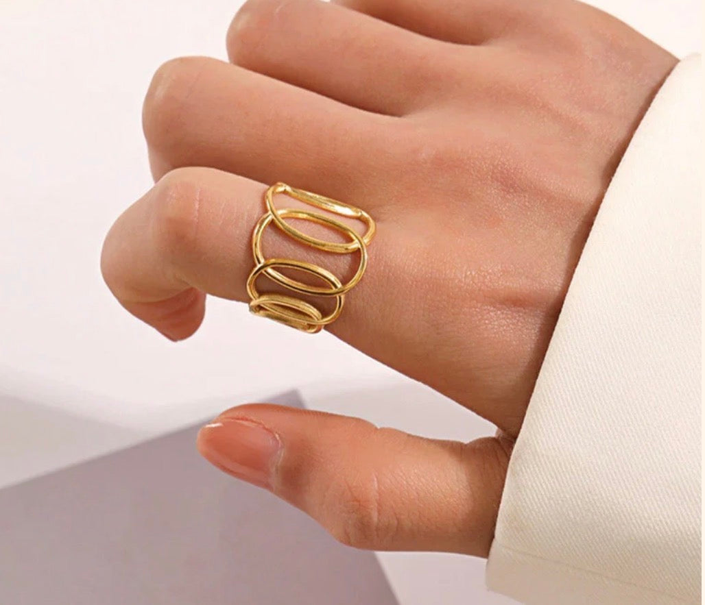Anti Tarnish Endless Loops Adjustable Ring