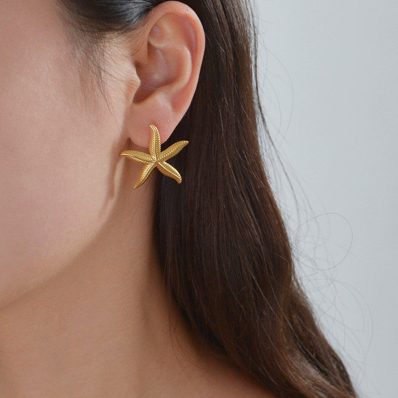 Gold-Plated Anti Tarnish Star Shaped Stud Earrings