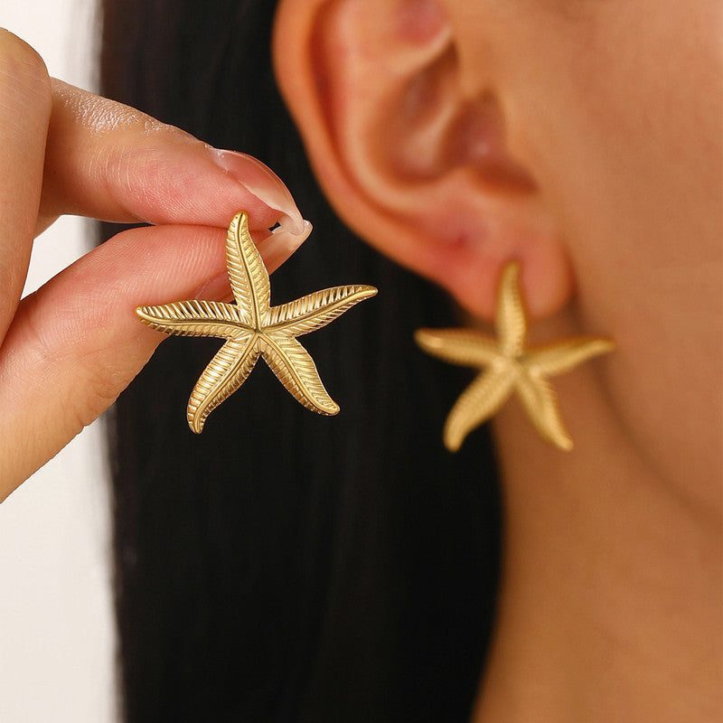 Gold-Plated Anti Tarnish Star Shaped Stud Earrings