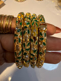 Green Anti tarnish Enamel Bangles (Single) Openable & Free-size
