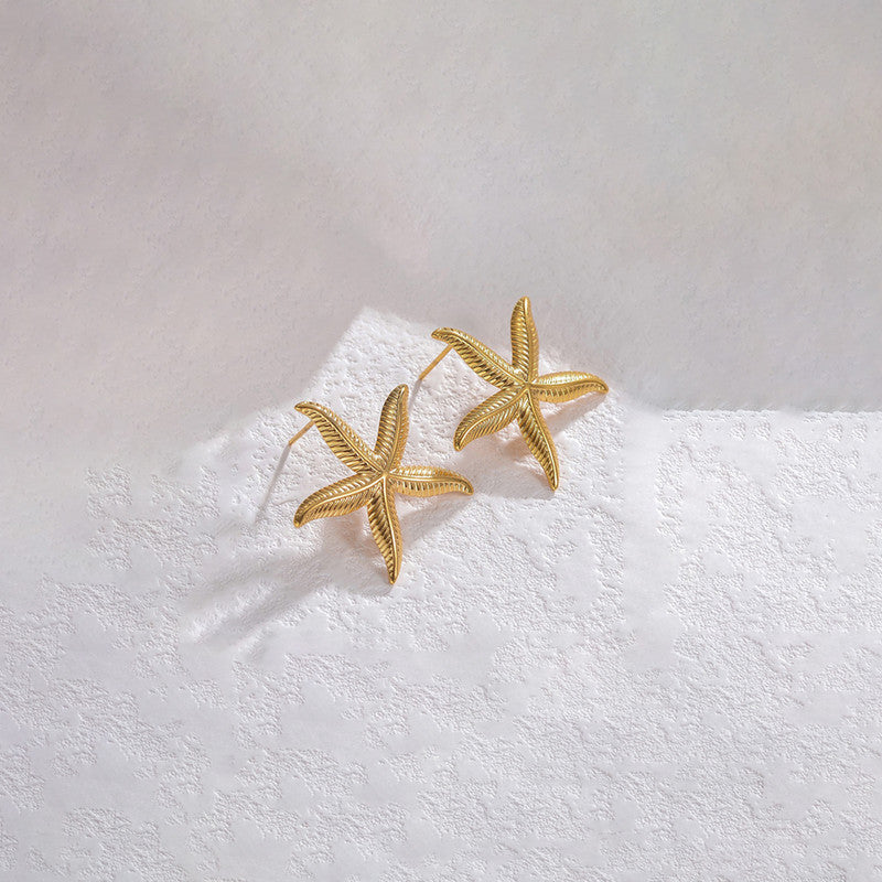 Gold-Plated Anti Tarnish Star Shaped Stud Earrings
