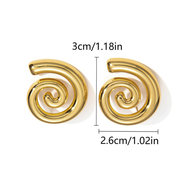 Gold Plated Anti Tarnish Spiral Chunky Earrings