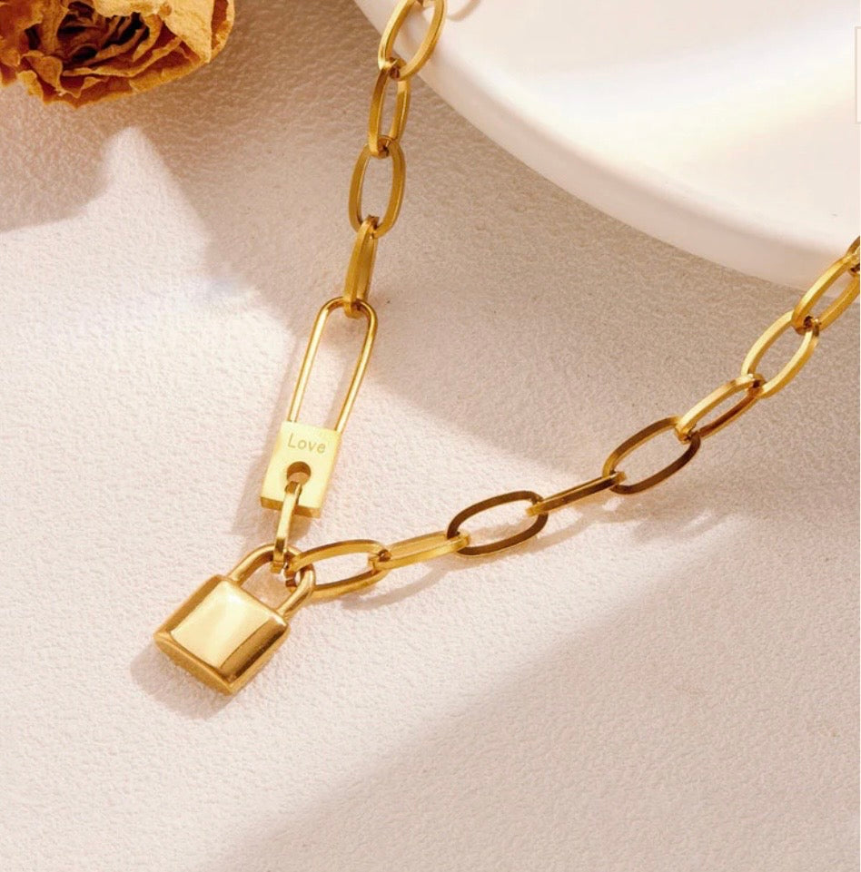 Anti Tarnish Lock Inspired Rope Chain Necklace