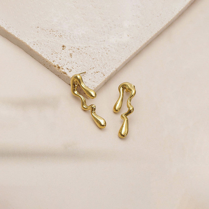 Gold-Plated Anti Tarnish Quirky Drop Earrings
