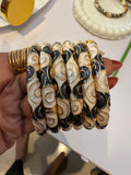 Black With Cream Anti tarnish Enamel Bangles (Single) Openable & Free-size