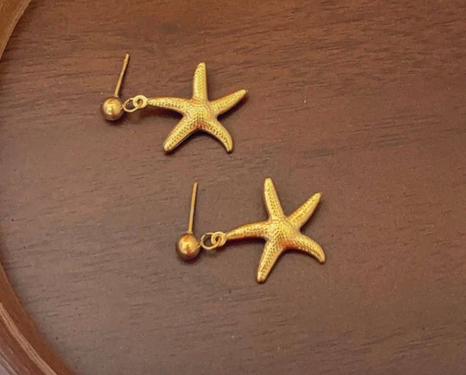 Anti Tarnish Star Themed Drop Earrings