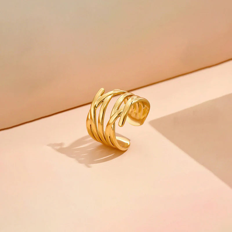 Anti Tarnish Contemporary Adjustable Ring