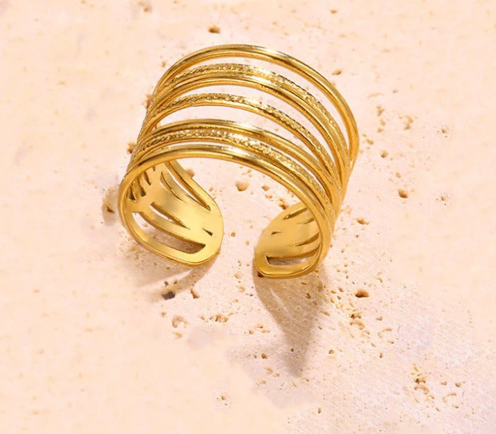 Anti Tarnish Contemporary Adjustable Ring
