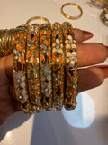 Orange Anti tarnish Enamel Bangles (Single) Openable & Free-size