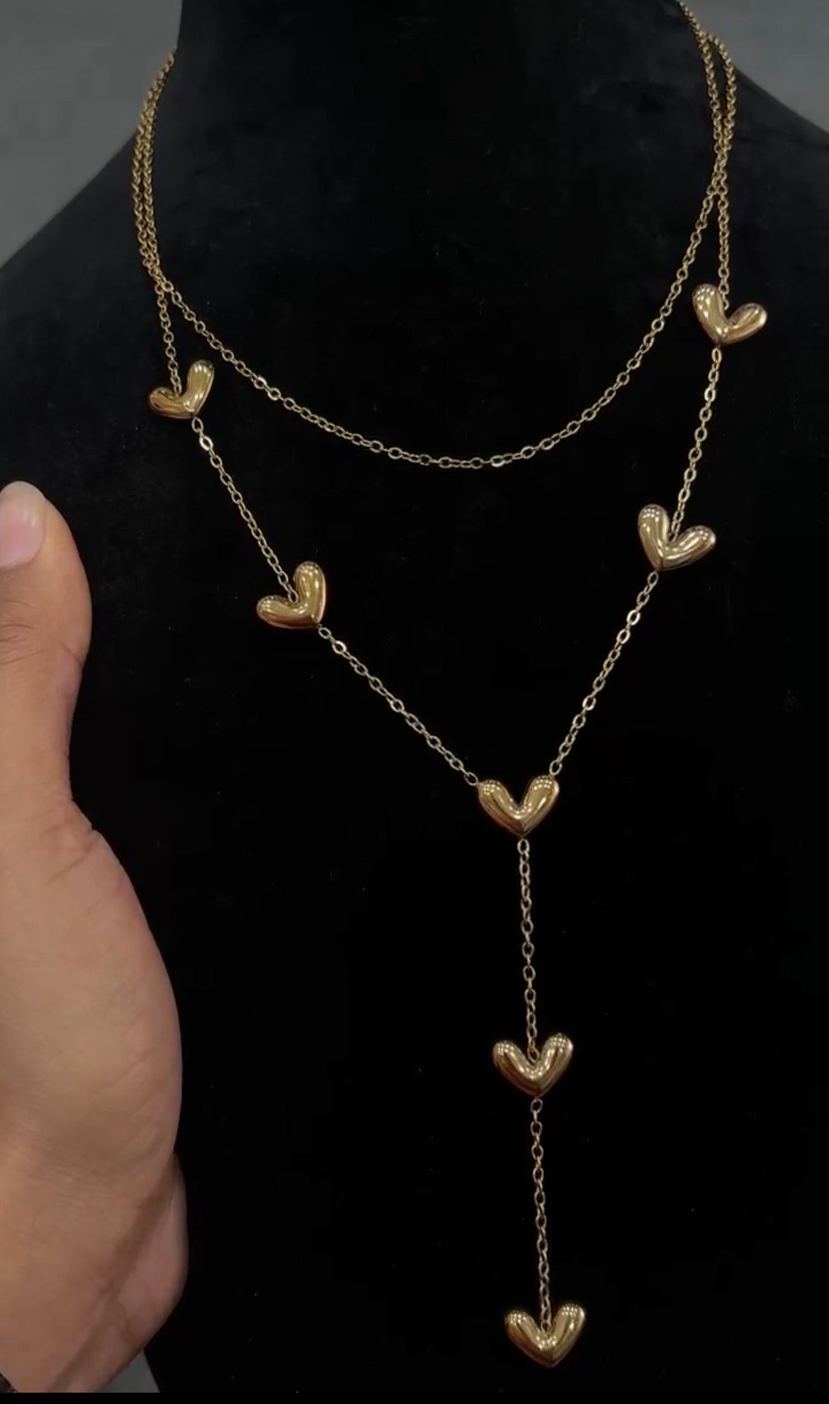 Anti Tarnish Stainless Steel heart layered Necklace