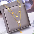 Anti Tarnish Butterfly 2 Layer Necklace