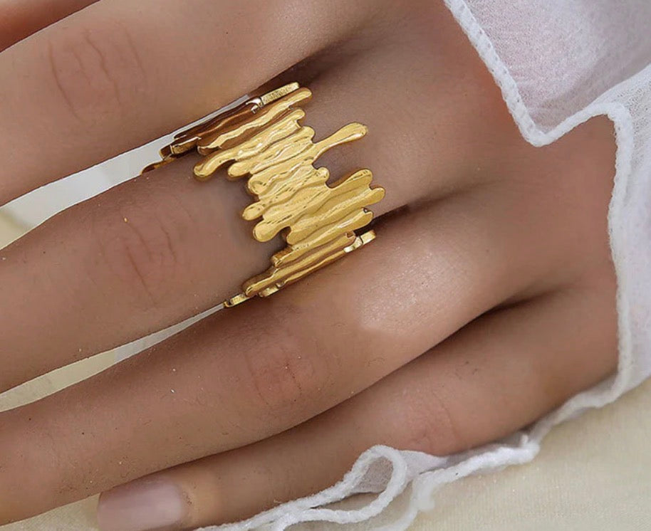 Anti Tarnish Contemporary Adjustable Ring