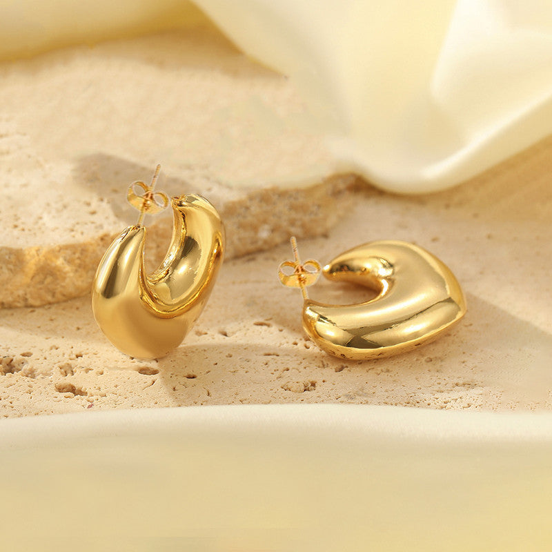 Gold Plated Anti Tarnish Chunky Statement Hoop Earrings