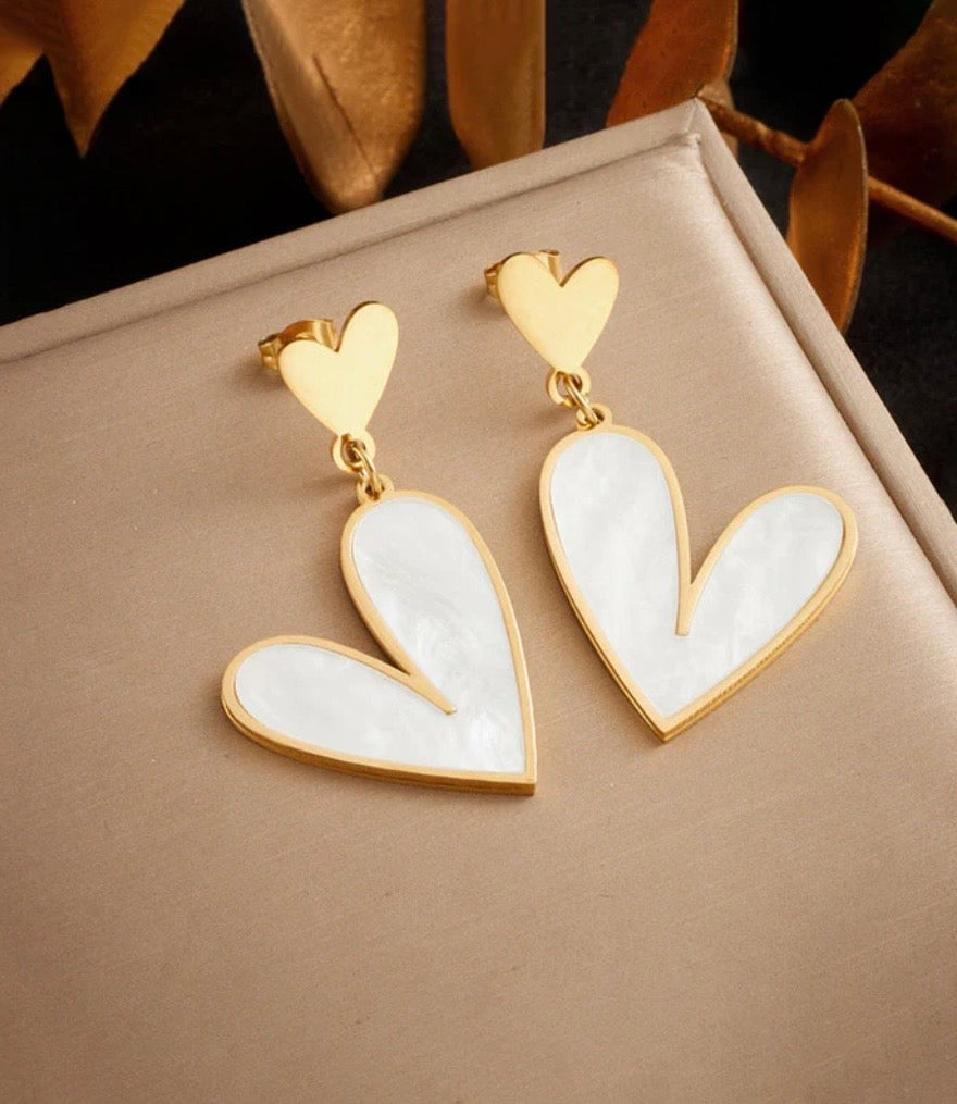 Anti Tarnish Heart Themed Drop Earrings
