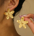 Anti Tarnish Stainless Steel Floral Drop Earrings