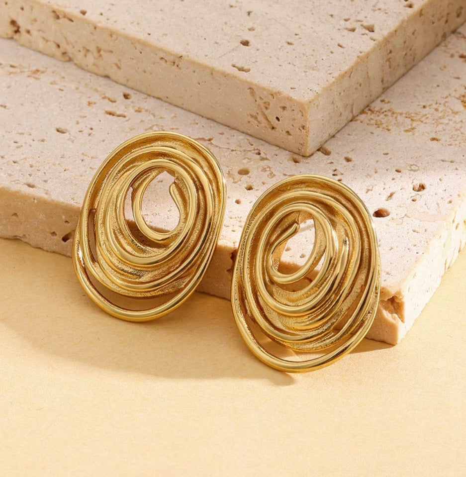 Anti Tarnish Stainless Steel Spiral Stud Earrings