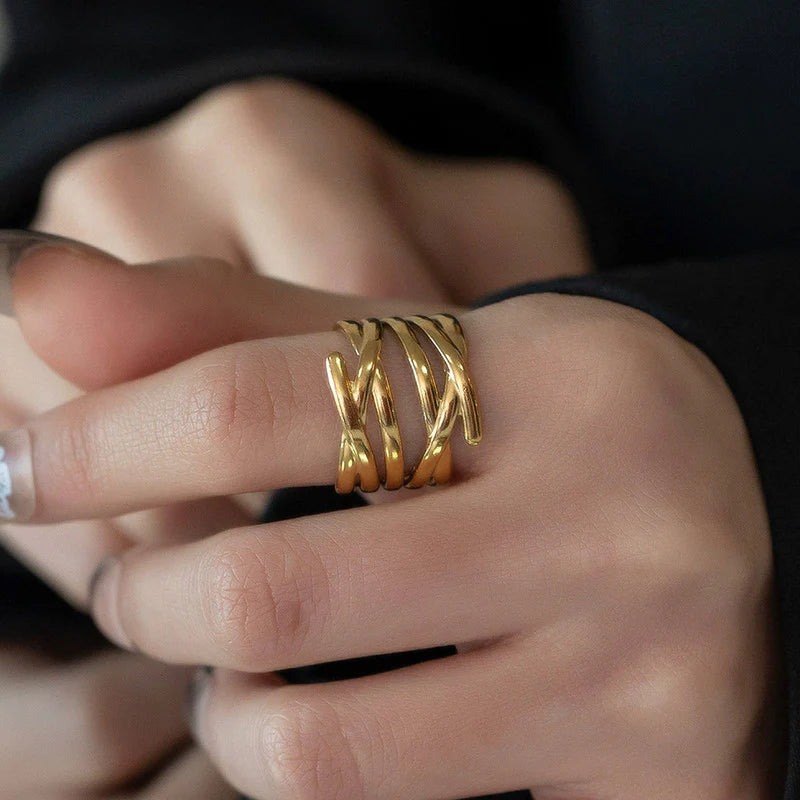 Anti Tarnish Contemporary Adjustable Ring