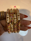 Pink Anti tarnish Enamel Bangles (Single) Openable & Free-size
