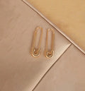 Safety Pin Shaped AD Studded Drop Earrings