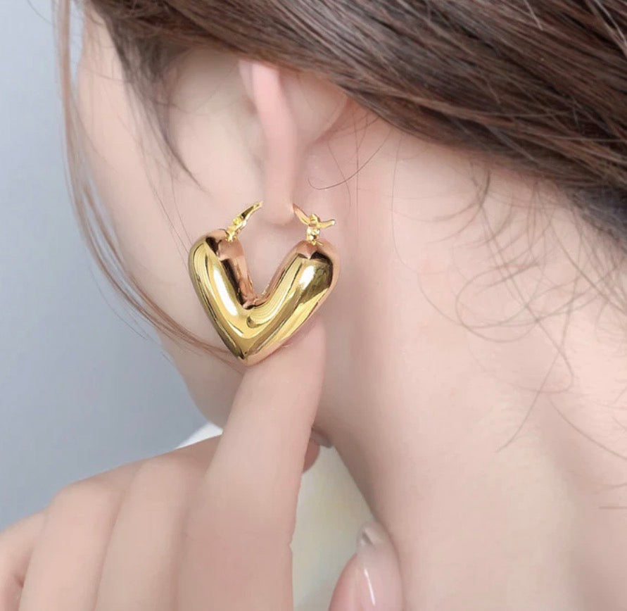 Anti Tarnish Heart Themed Earrings