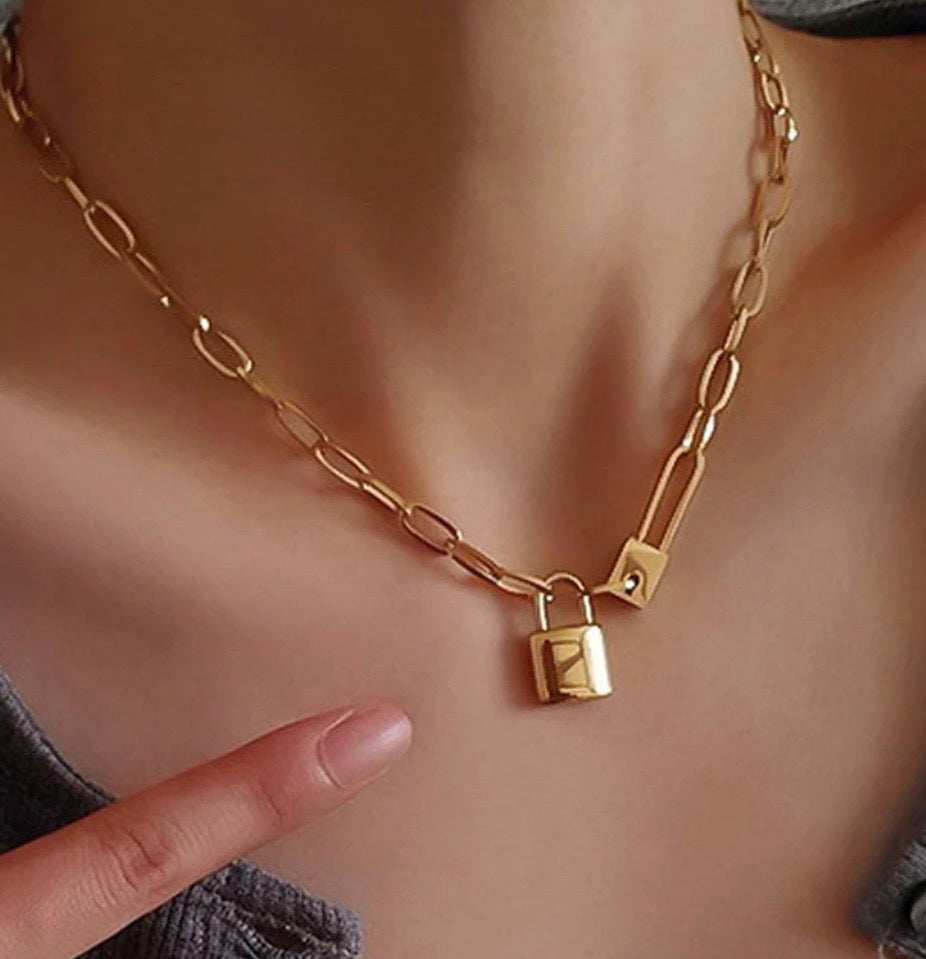 Anti Tarnish Lock Inspired Rope Chain Necklace