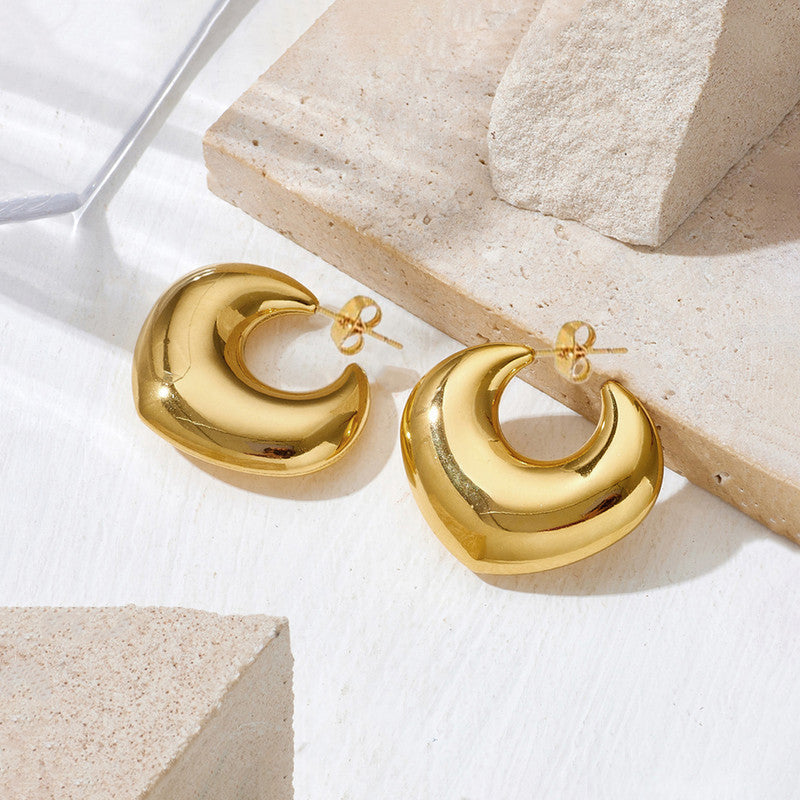 Gold Plated Anti Tarnish Chunky Statement Hoop Earrings